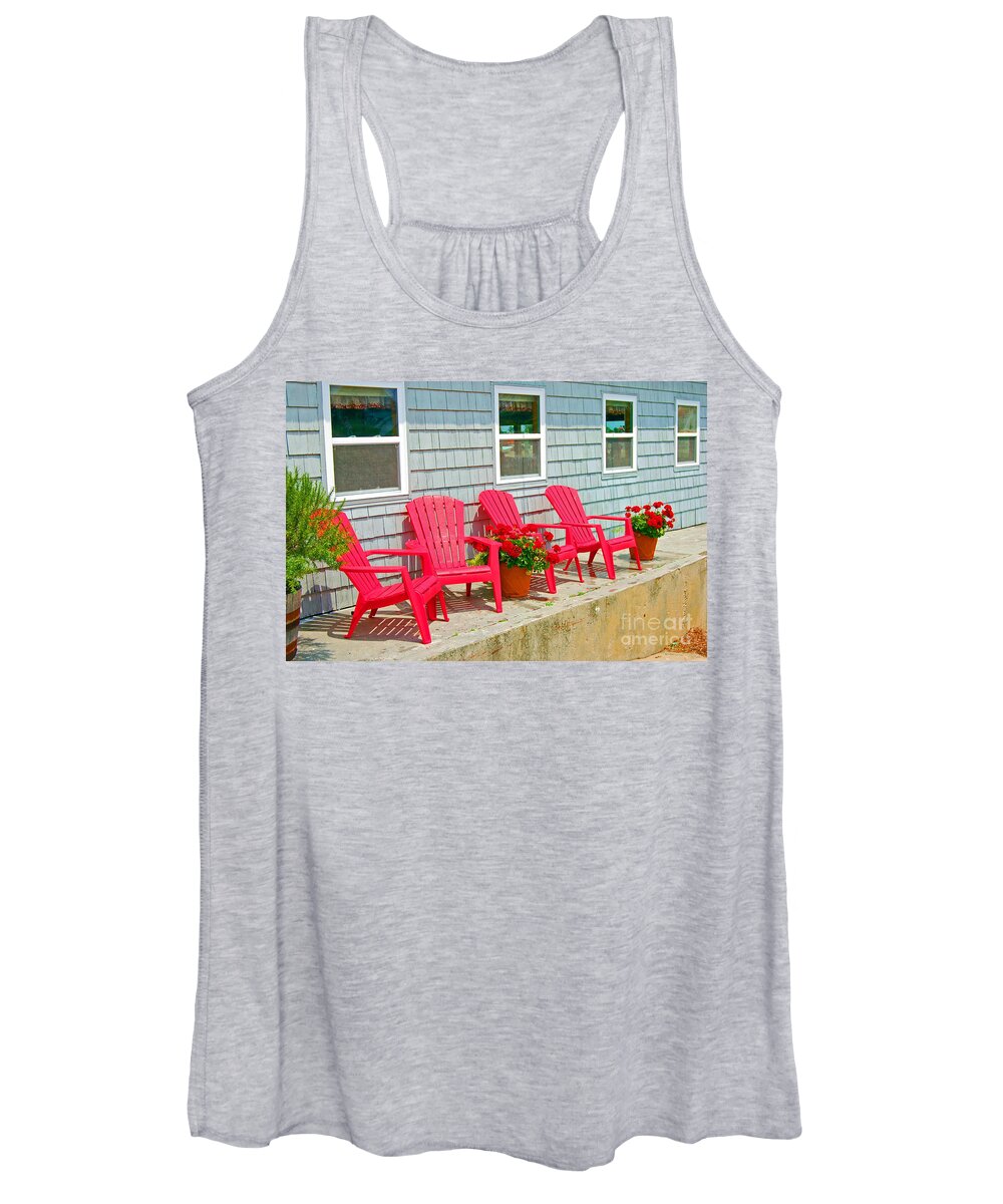 Red Women's Tank Top featuring the photograph Red Chairs #1 by Debbi Granruth