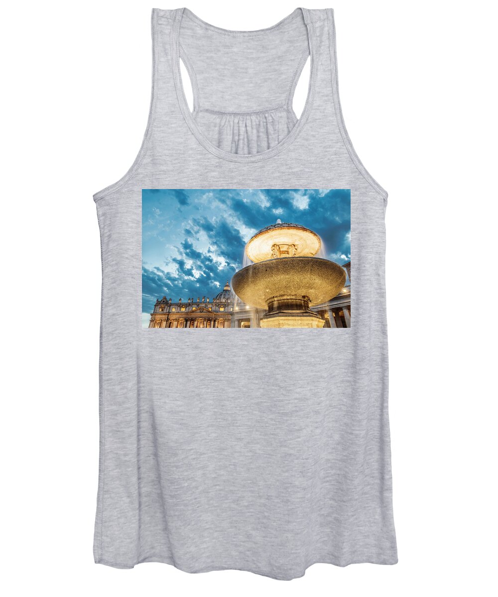 Fountain Women's Tank Top featuring the photograph St. Peter's Square in Rome, Italy #1 by Fabiano Di Paolo