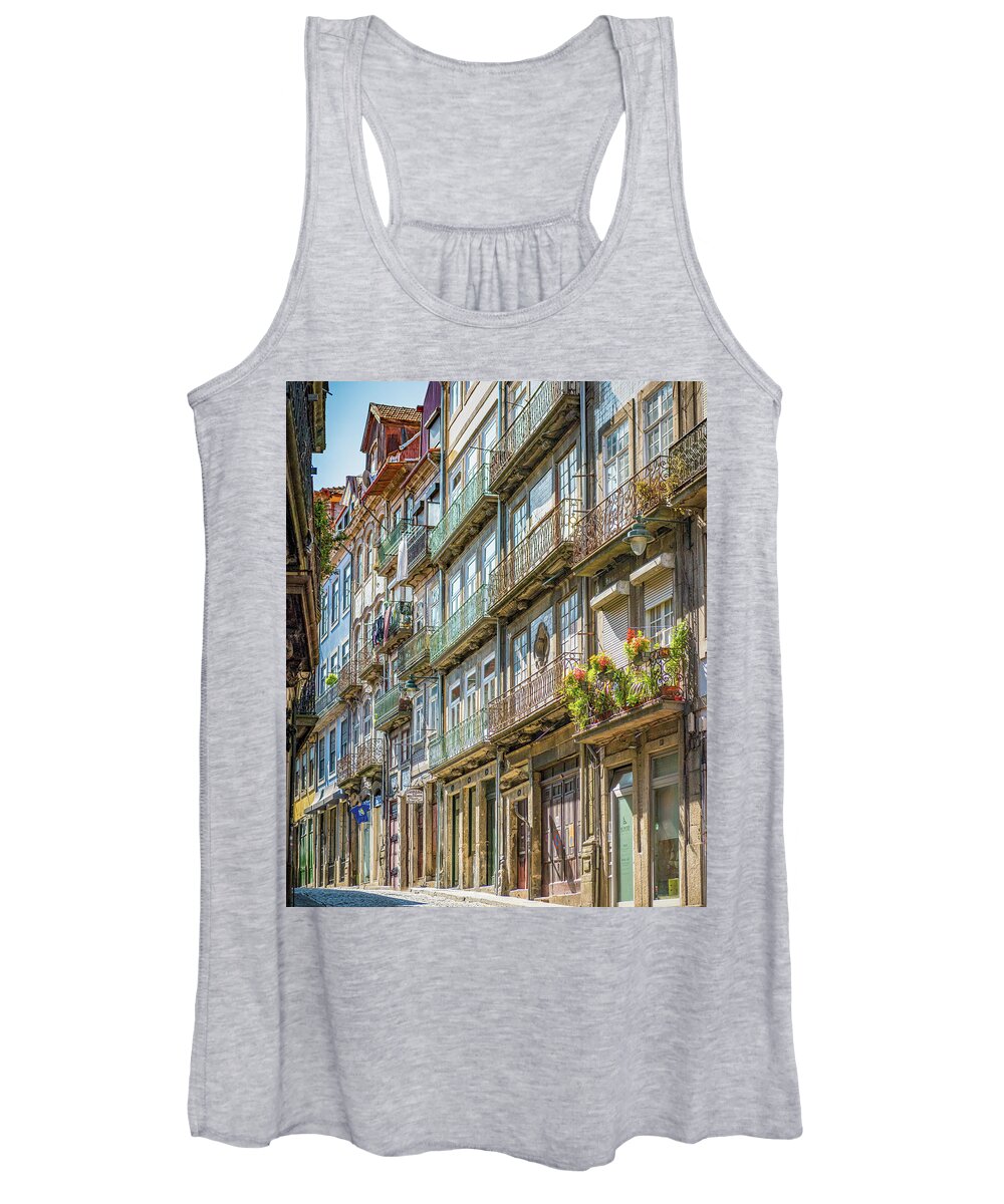 Portugal Photography Women's Tank Top featuring the photograph Streets of Porto #1 by Marla Brown