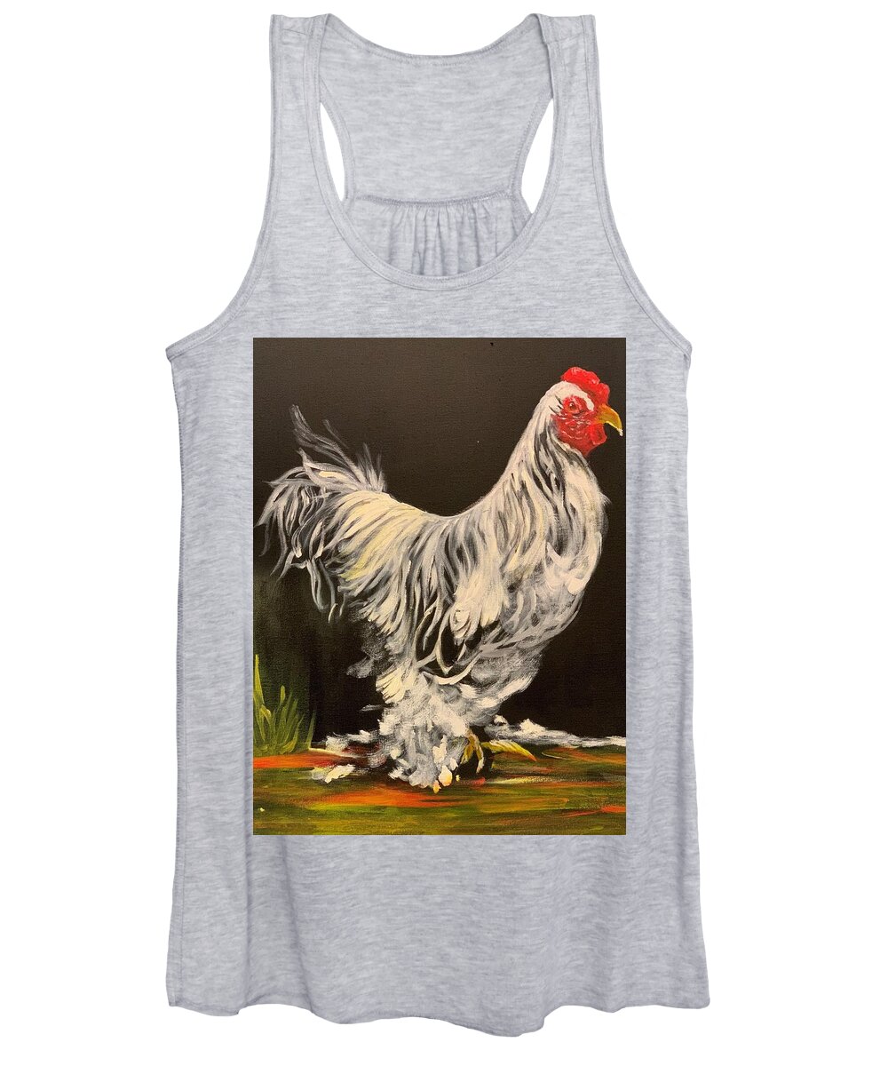 Rooster Women's Tank Top featuring the painting The GENERAL by Juliette Becker