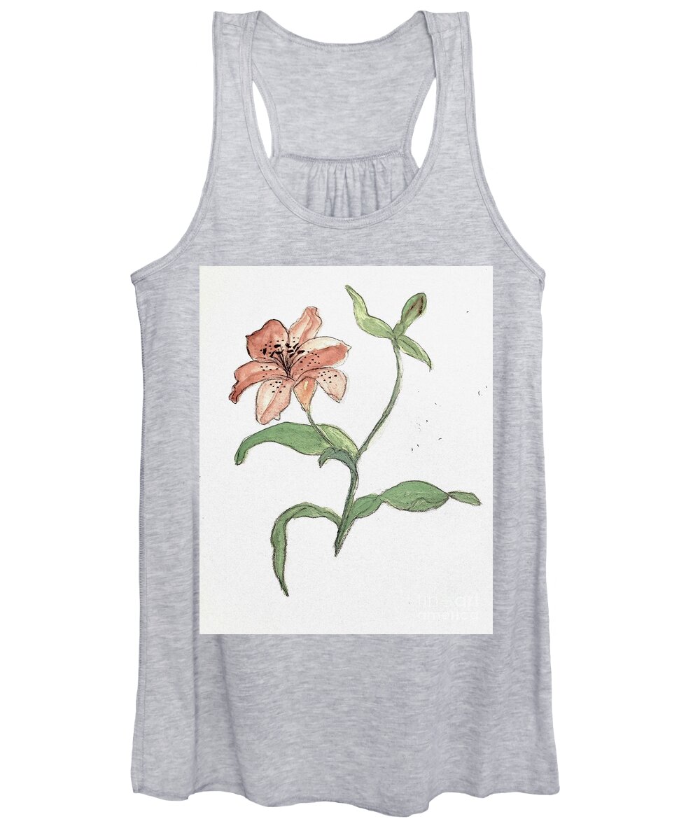 Dancing Lily Women's Tank Top featuring the painting Tiger Lily #1 by Margaret Welsh Willowsilk