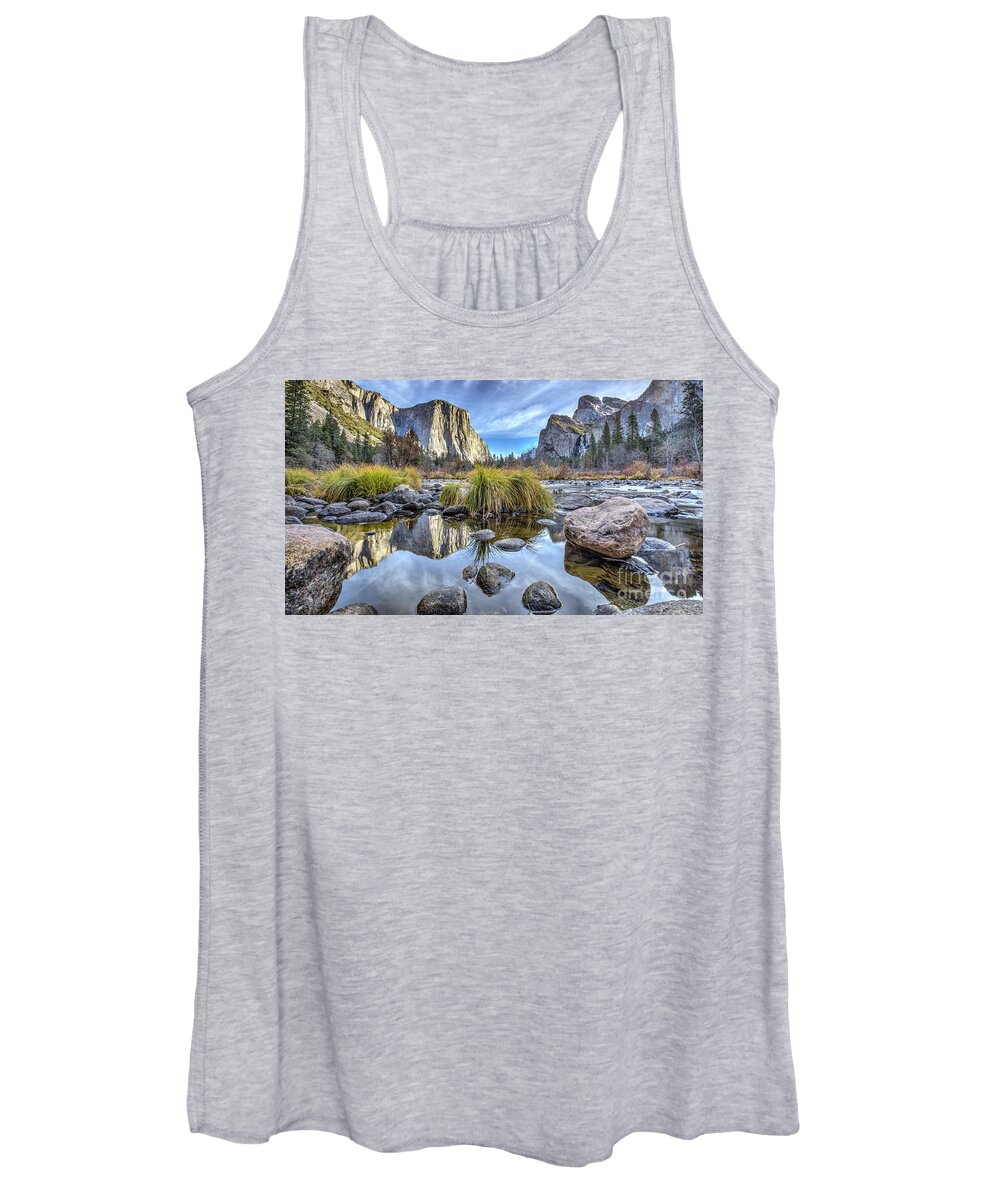 Valley View Yosemite National Park Reflections Of El Capitan In The Merced River Women's Tank Top featuring the photograph Valley View Yosemite National Park Reflections of El Capitan in the Merced River #1 by Dustin K Ryan