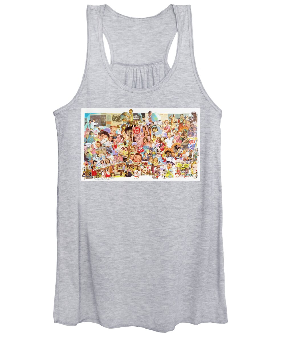 Women Women's Tank Top featuring the mixed media White Wash Let Freedom Ring Around the Collar #2 by Sally Edelstein