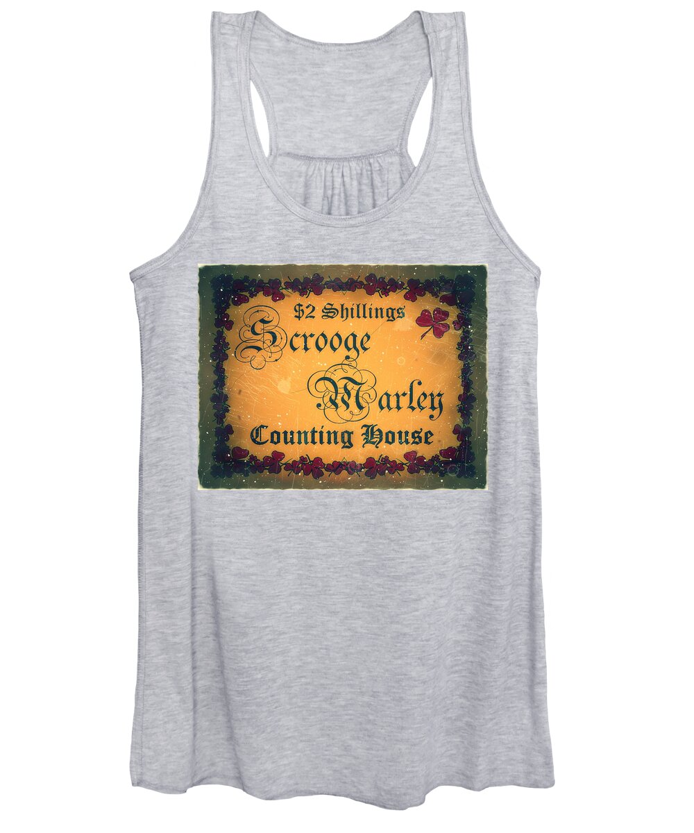Dispatch Women's Tank Top featuring the digital art 1847 Scrooge Marley - 2 Shillings - Counting House Postage - Mail Art Post by Fred Larucci