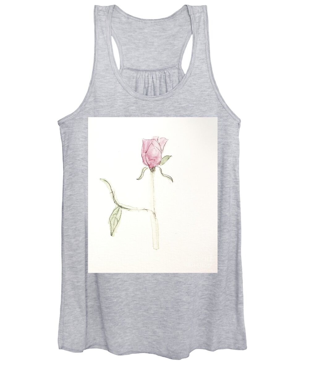  Women's Tank Top featuring the painting A Single Rose #2 by Margaret Welsh Willowsilk
