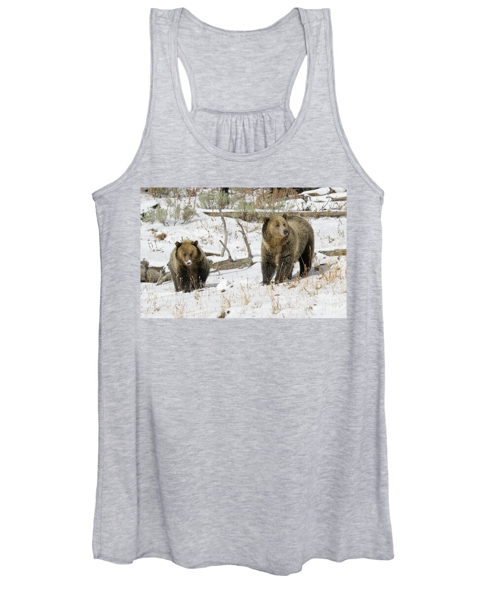 Yellowstone Women's Tank Top featuring the photograph Grizzly Sow and Cub #2 by Patrick Nowotny