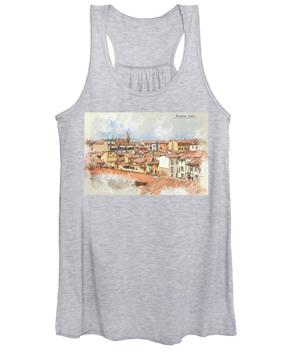Artistic Women's Tank Top featuring the digital art Italy sketch #2 by Ariadna De Raadt