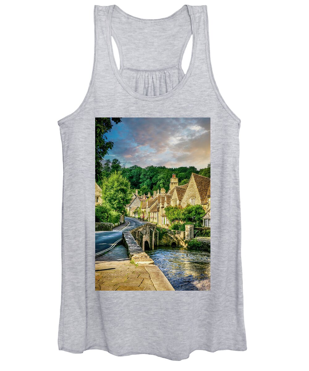 Byebrook Women's Tank Top featuring the photograph Castle Combe Village, UK #4 by Chris Smith