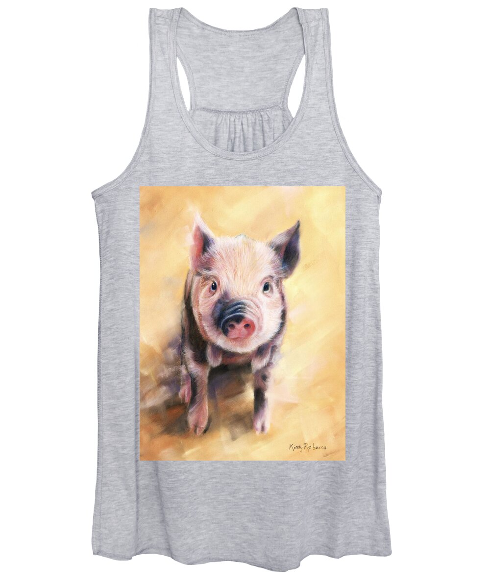 Pig Women's Tank Top featuring the pastel Piglet by Kirsty Rebecca