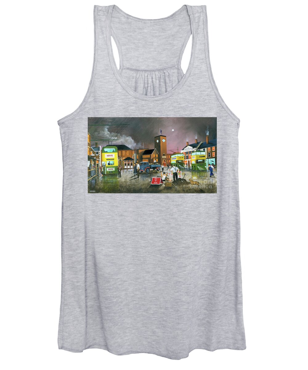 England Women's Tank Top featuring the painting Dudley Trolley Bus Terminus - England #2 by Ken Wood