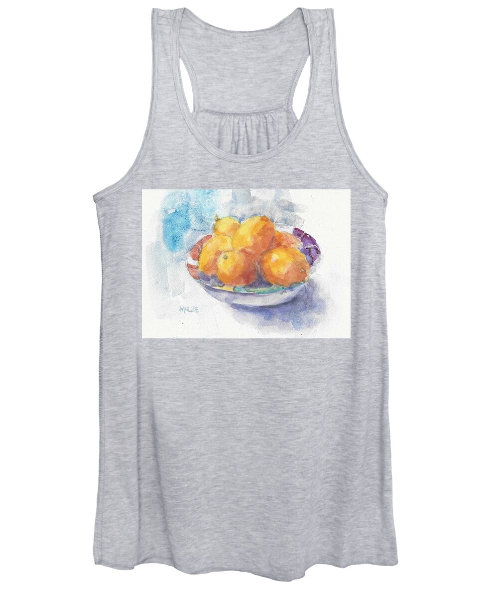 Lemons Women's Tank Top featuring the painting A Bowl of Lemons by Marlene Lee