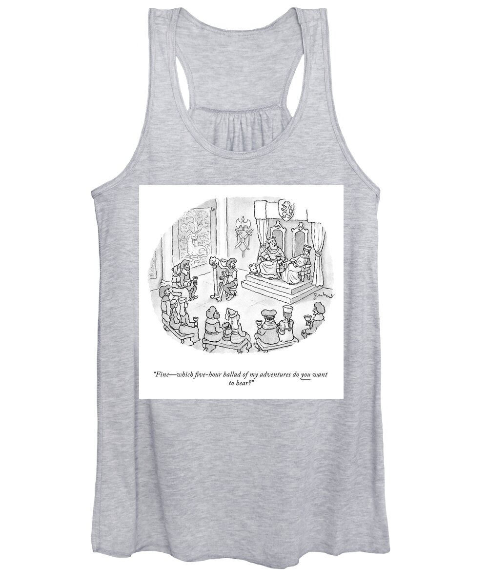 finewhich Five-hour Ballad Of My Adventures Do You Want To Hear? Women's Tank Top featuring the drawing A Five Hour Ballad of My Adventures by David Borchart