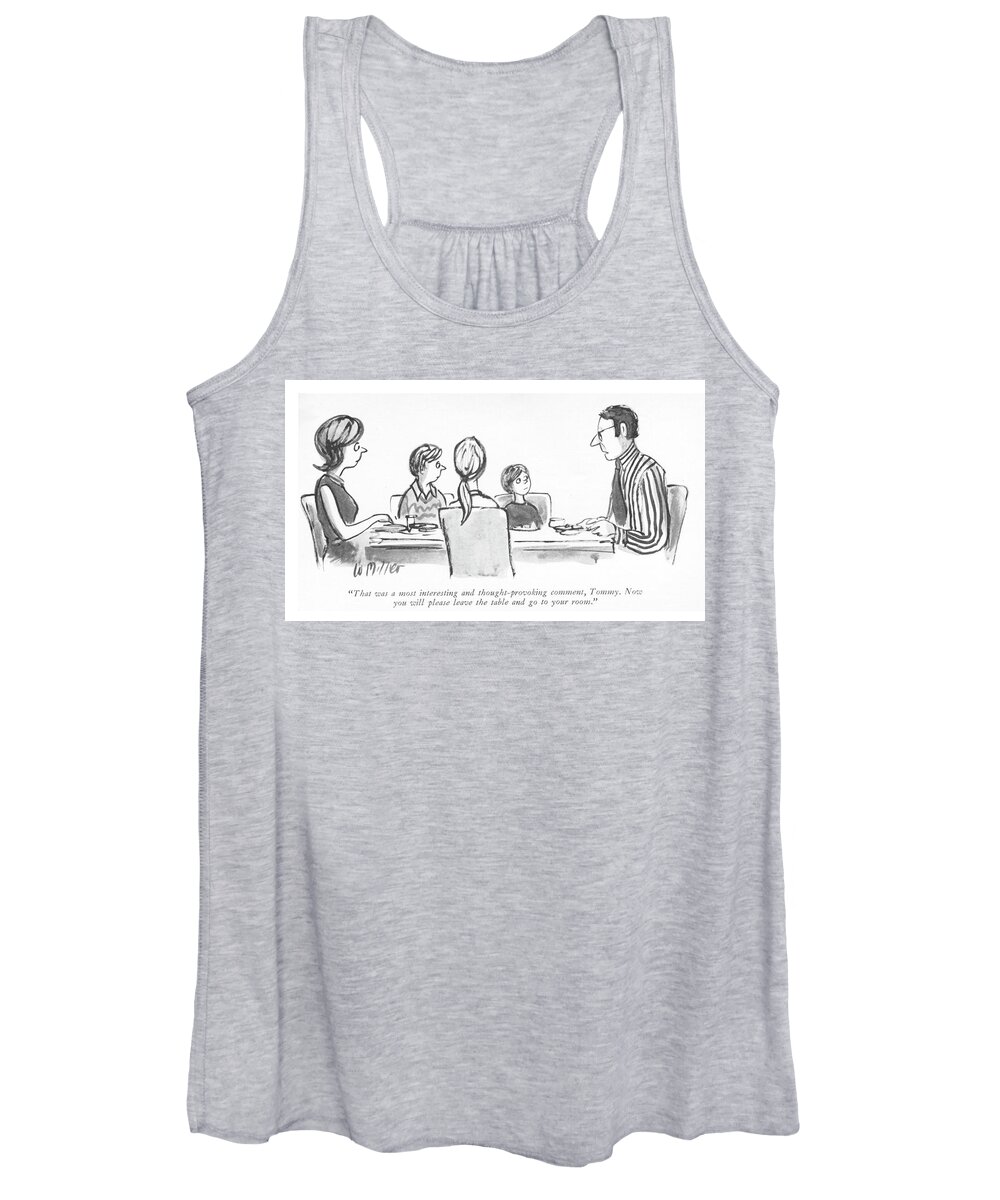 that Was A Most Interesting And Thought-provoking Comment Women's Tank Top featuring the drawing A Most Interesting and Thought Provoking Comment by Warren Miller