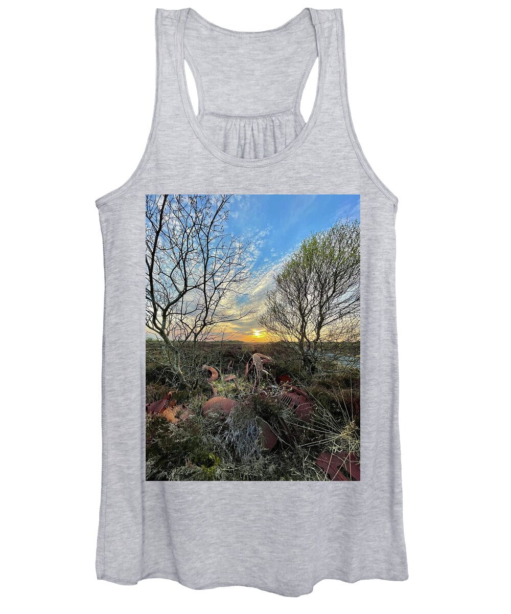Sunset Bog Women's Tank Top featuring the photograph A Rusty Resting Place by Six Months Of Walking