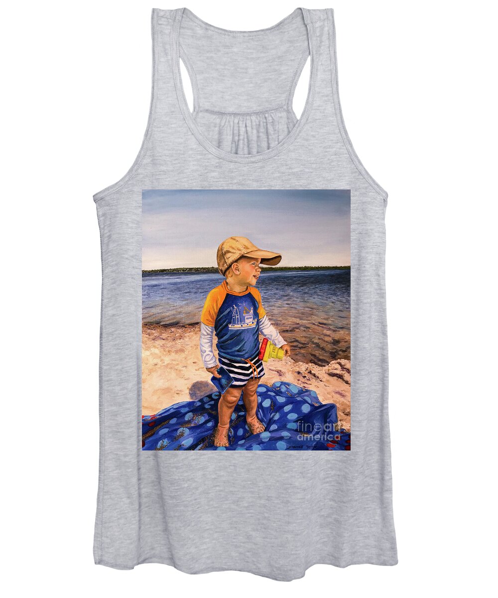 Oil Painting Women's Tank Top featuring the painting AB at The Pond on Marthas Vineyard by Sherrell Rodgers