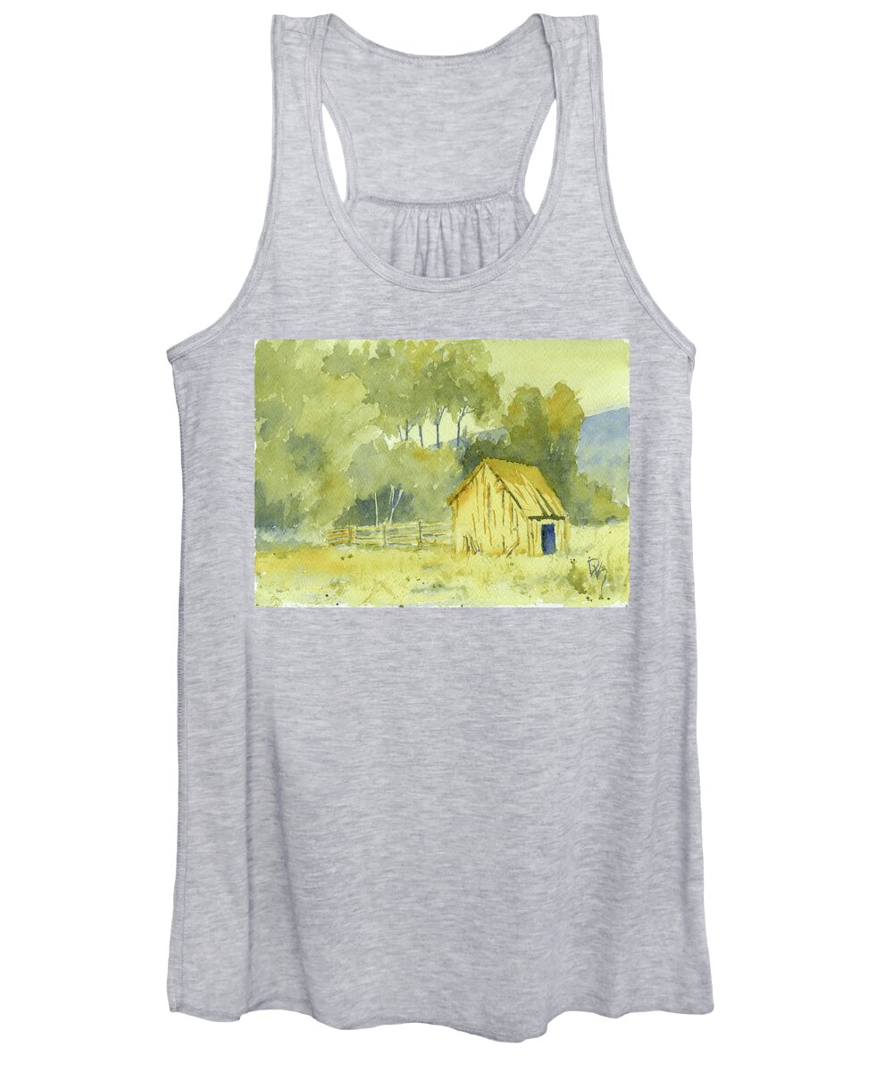 Rural Barn Women's Tank Top featuring the painting Abandoned Rural Barn Duo Tone Study by David King Studio
