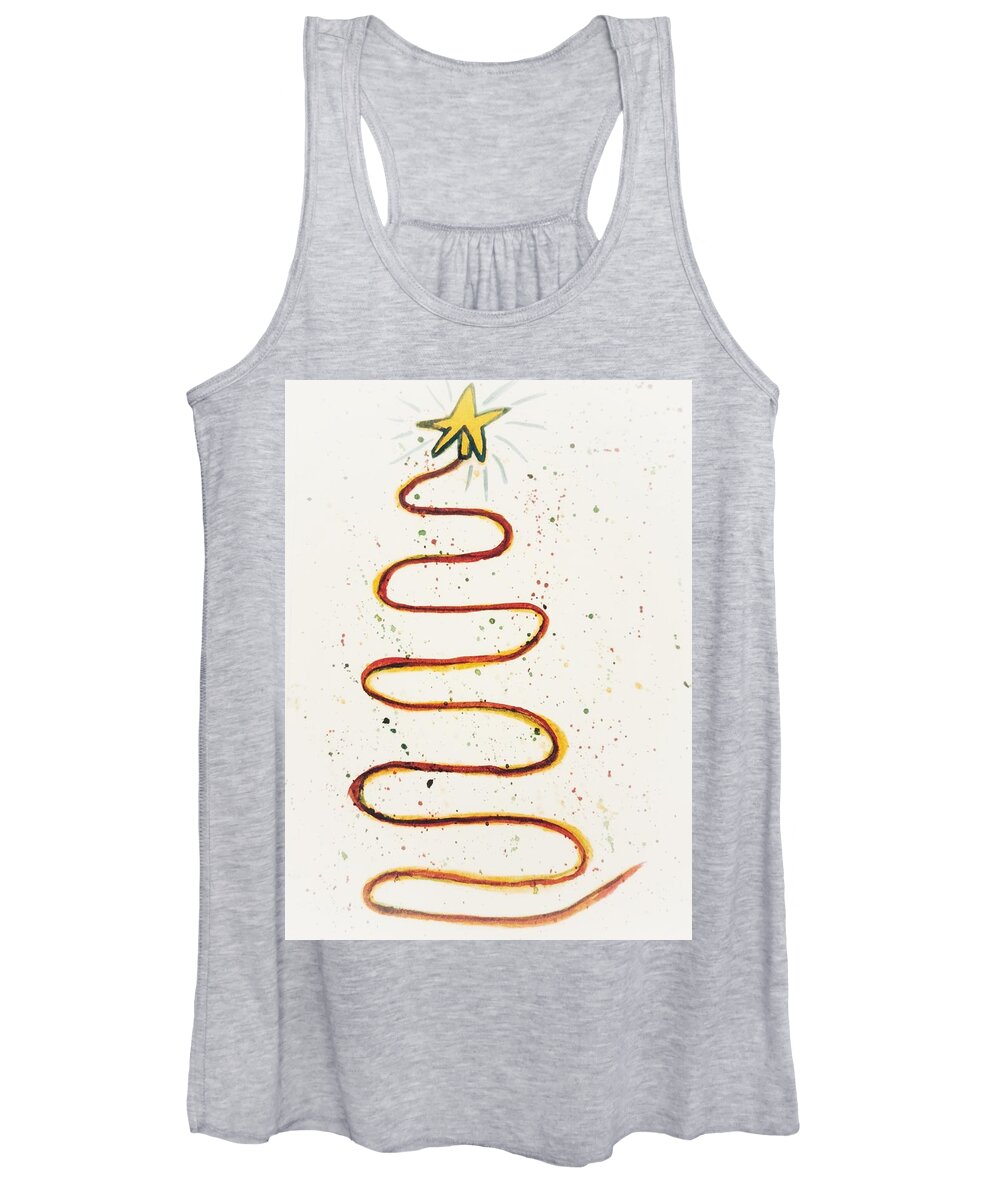 Tree Women's Tank Top featuring the painting Abstract Christmas Tree by Shady Lane Studios-Karen Howard