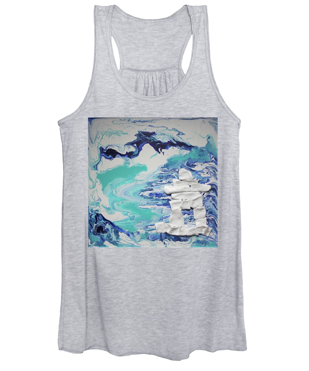Blue Women's Tank Top featuring the painting Aerial North by Madeleine Arnett