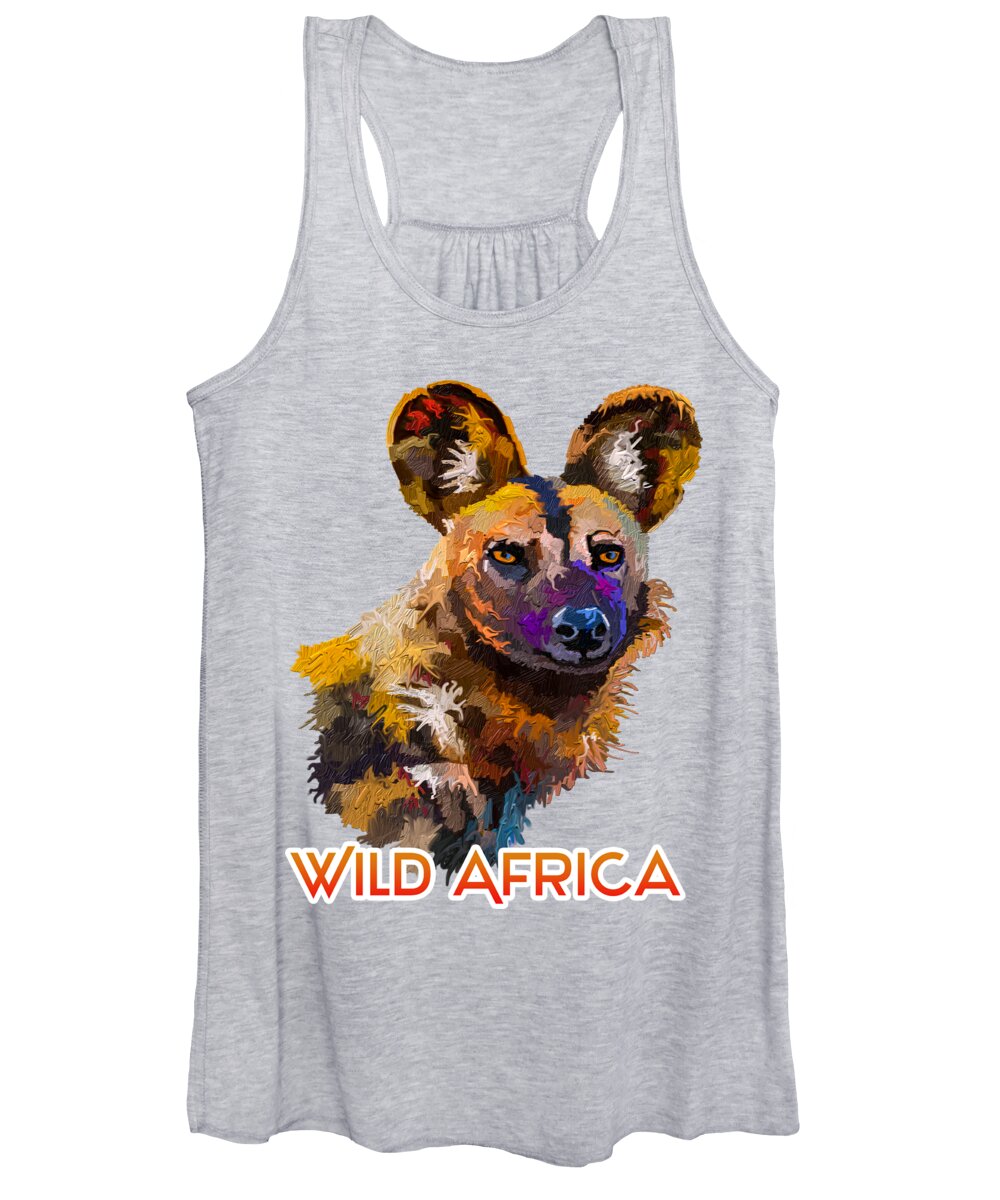 Horse Women's Tank Top featuring the painting African Wild Dog by Anthony Mwangi
