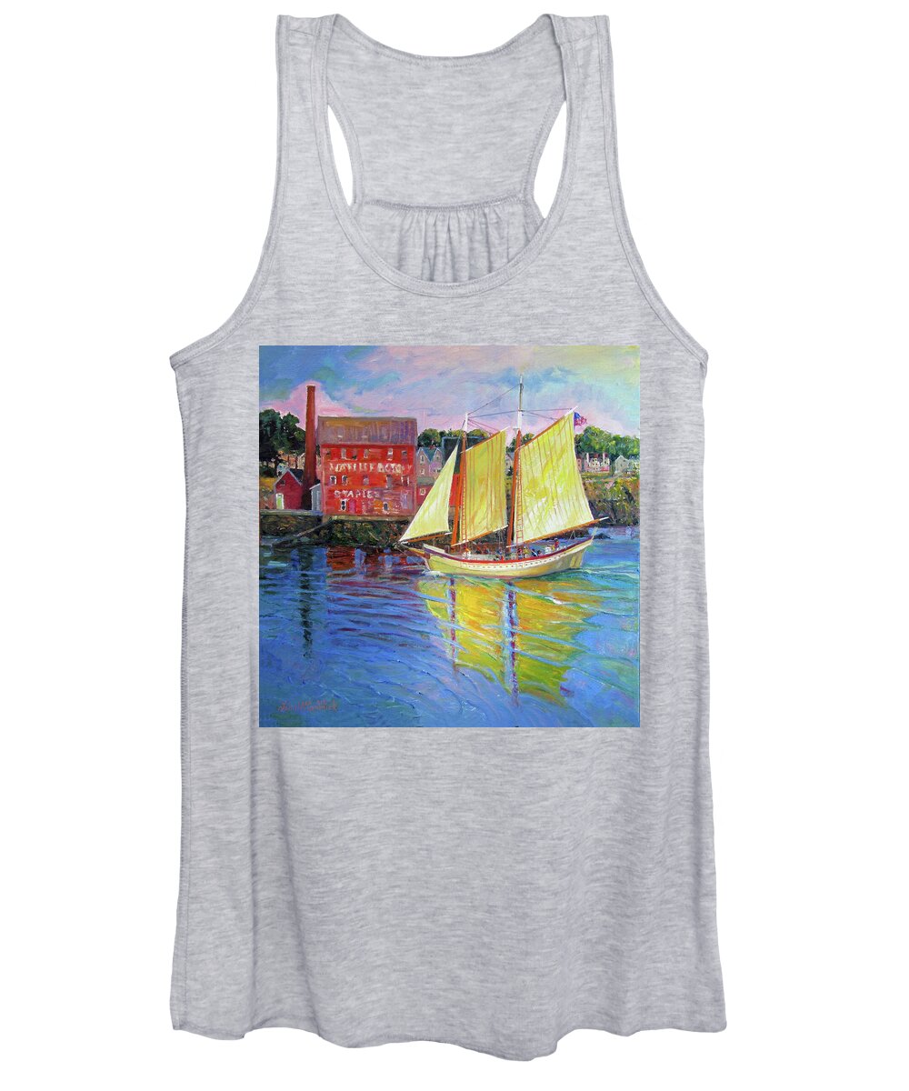 Gloucester Women's Tank Top featuring the painting Afternoon Glow, Gloucester by John McCormick