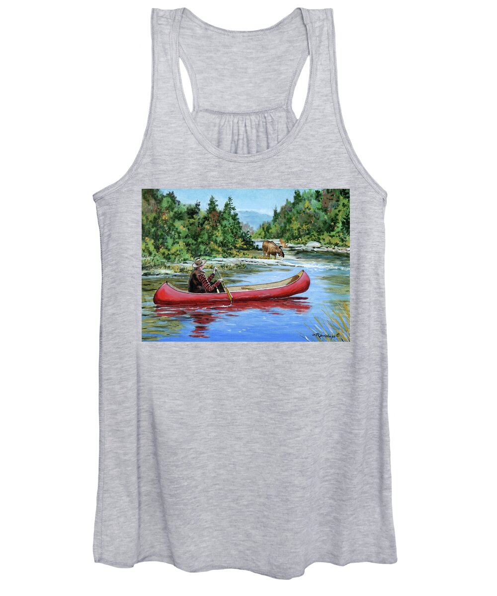 Canoe Women's Tank Top featuring the painting Algonquin Paddle by Richard De Wolfe
