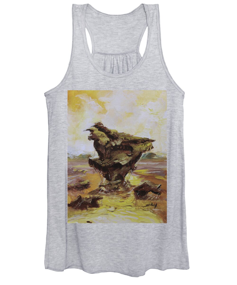 Gothic Women's Tank Top featuring the painting Alien landscape C Zone by Sv Bell