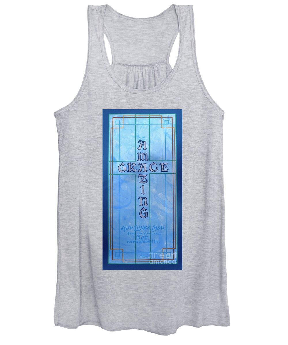 Christian Love Women's Tank Top featuring the painting Amazing Grace Blue by Alan Johnson