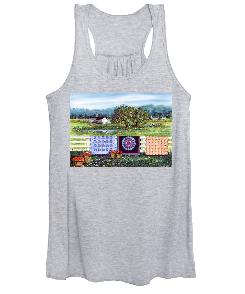 Barn Women's Tank Top featuring the painting Amish Roadside Market by Diane Phalen