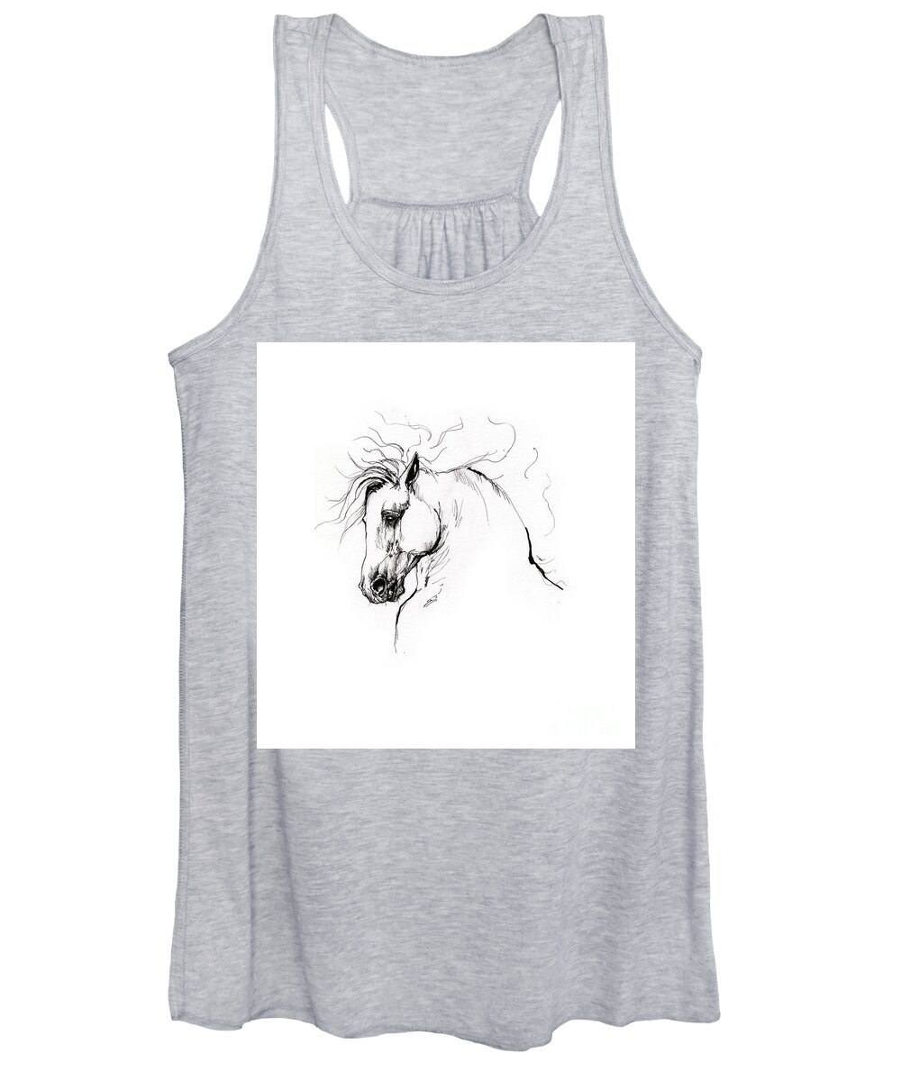 Horse Women's Tank Top featuring the drawing Andalusian horse drawing 1 by Ang El