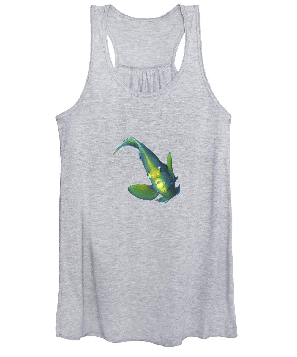 Angelfish Women's Tank Top featuring the mixed media Angelfish in motion - Close and intense - Reduced to the MAX - by Ute Niemann