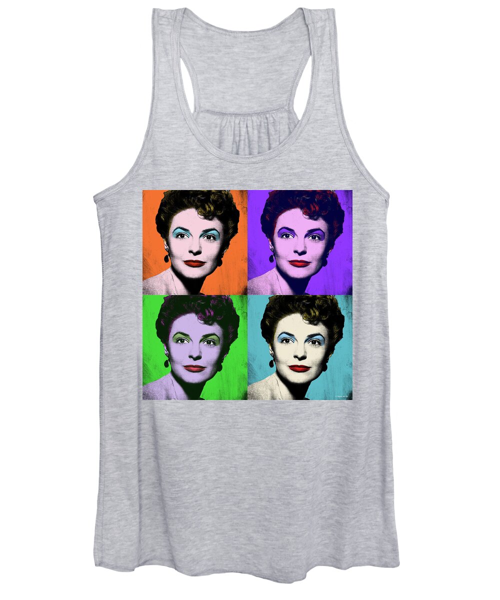 Anne Bancroft Women's Tank Top featuring the mixed media Anne Bancroft Pop art by Movie World Posters