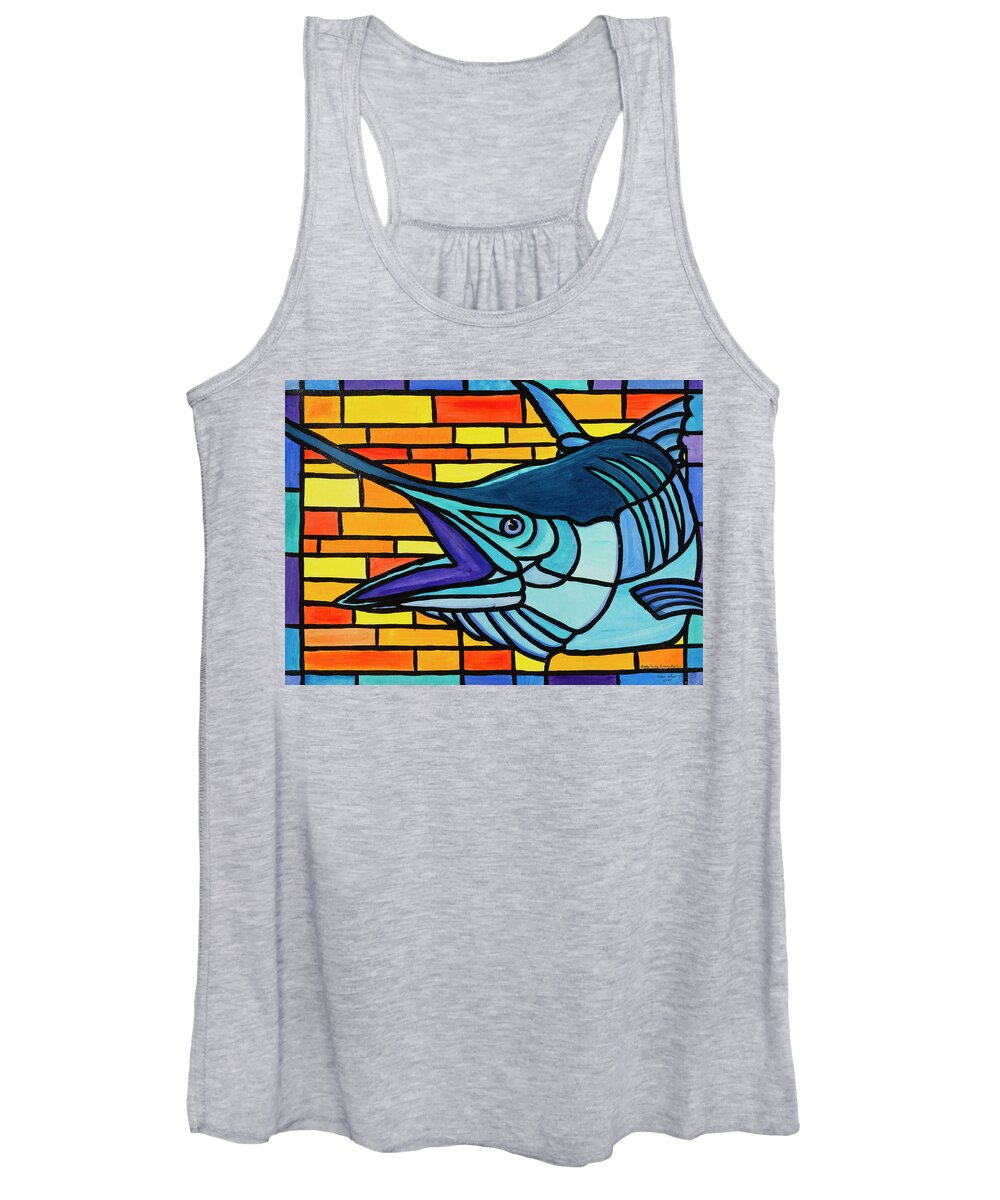 Marlin Women's Tank Top featuring the painting Another Sunday Morning Marlin by Steve Shaw