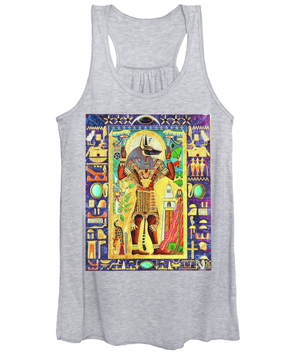 Anpu Women's Tank Top featuring the mixed media Anpu Lord of the Sacred Land by Ptahmassu Nofra-Uaa