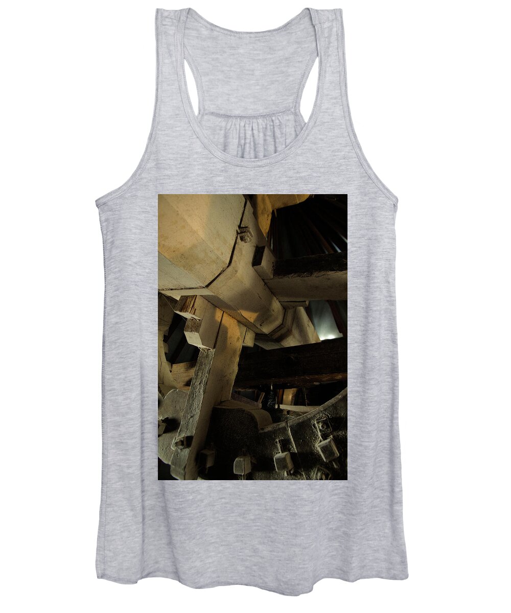Wind Mill Women's Tank Top featuring the photograph Antique Windmill Axis and Wheels by Angelo DeVal