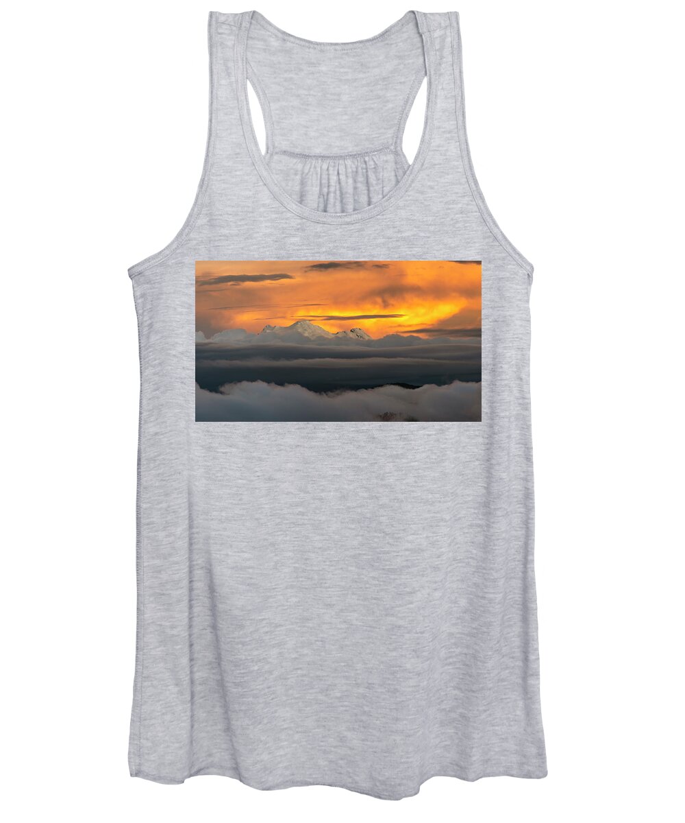 Andes Women's Tank Top featuring the photograph Antisana volcano with a gorgeous sunset light by Henri Leduc