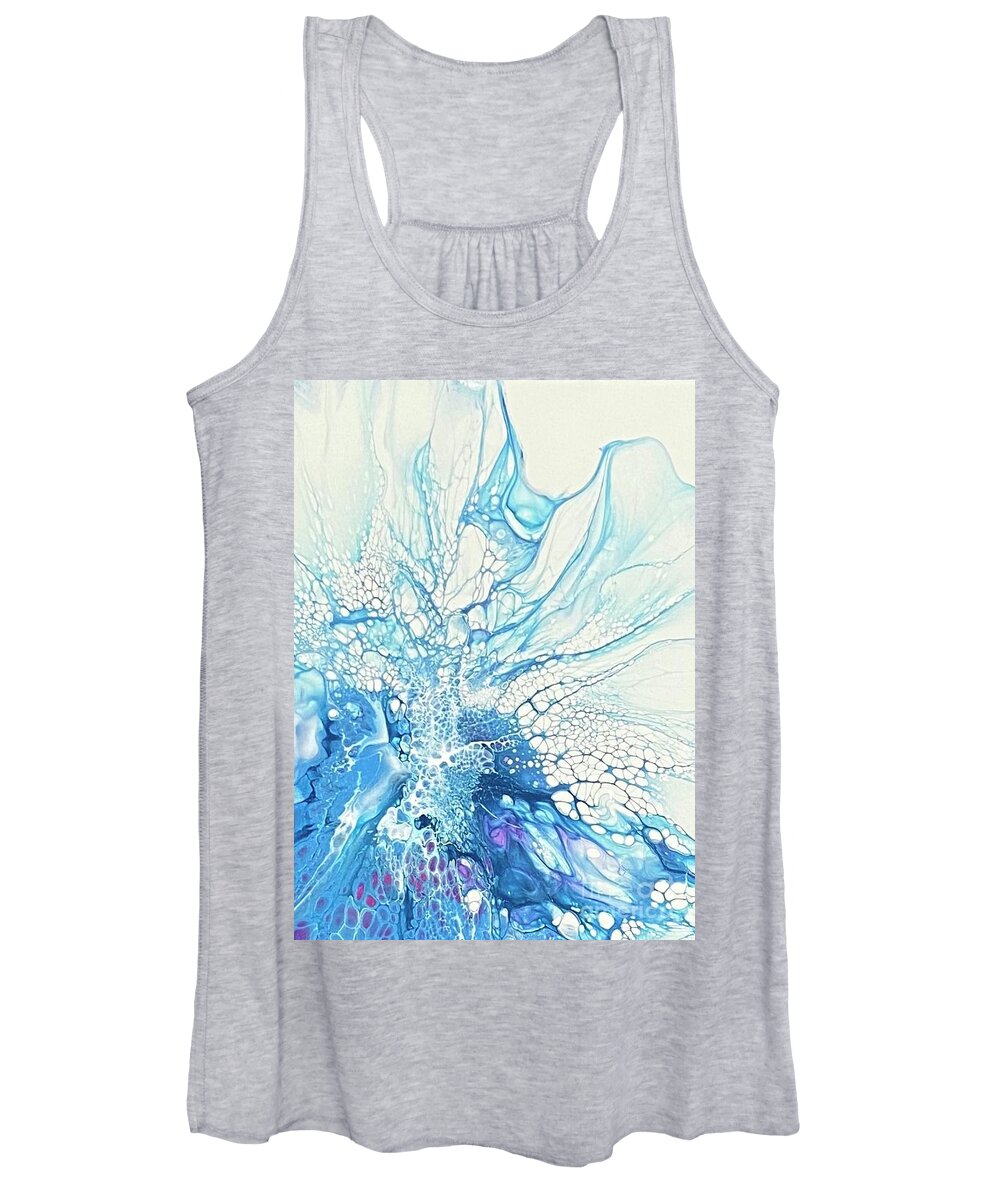 Abstract Women's Tank Top featuring the painting Aqua Breath by Karen Ann
