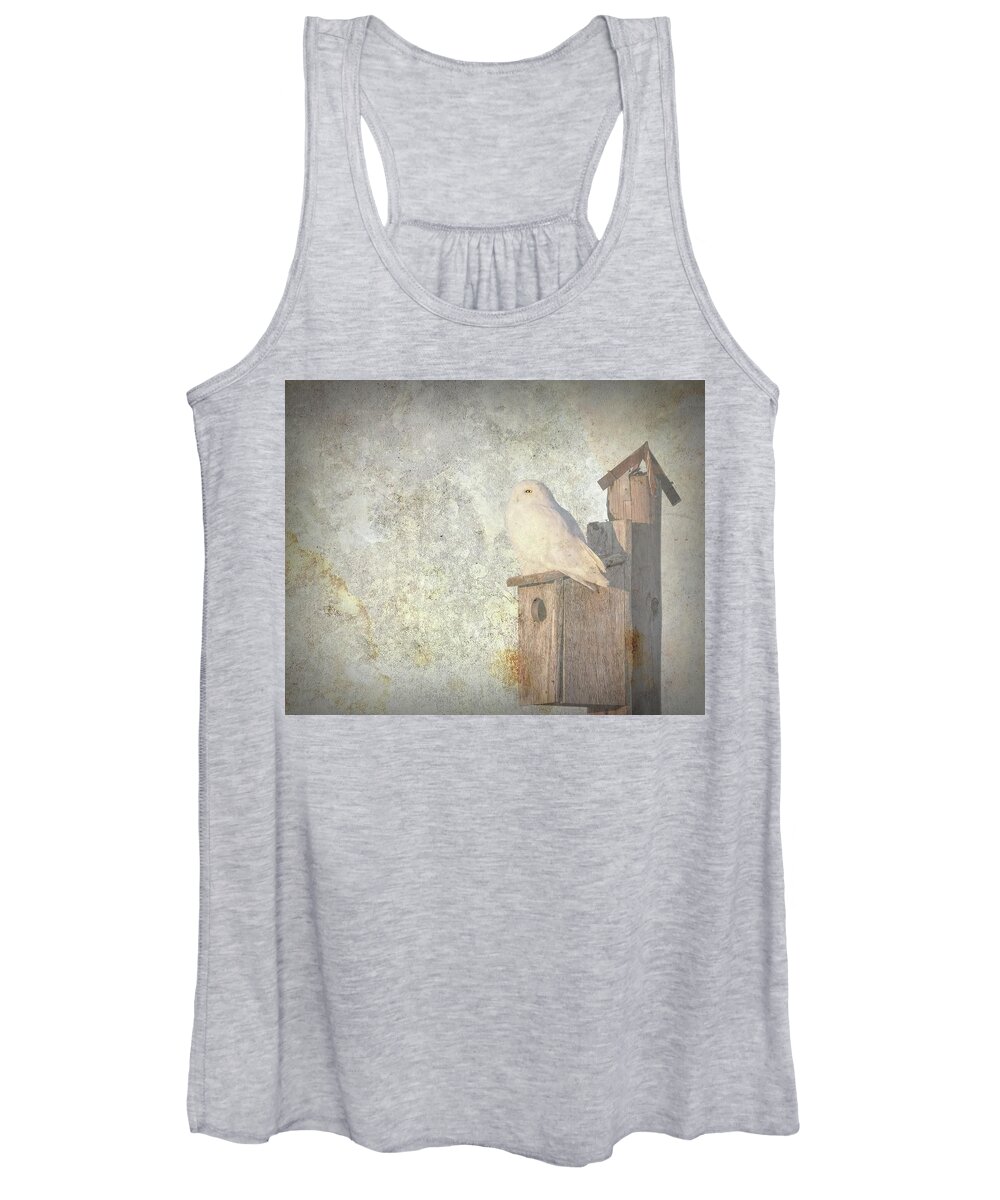 Snowy Owl Women's Tank Top featuring the photograph Artistic Snowy Owl 2019-1 by Thomas Young