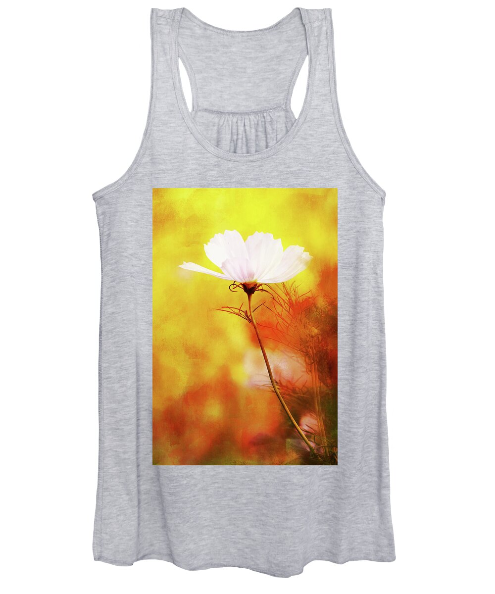 White Cosmos Women's Tank Top featuring the photograph White Cosmos Standing Proud by Anita Pollak