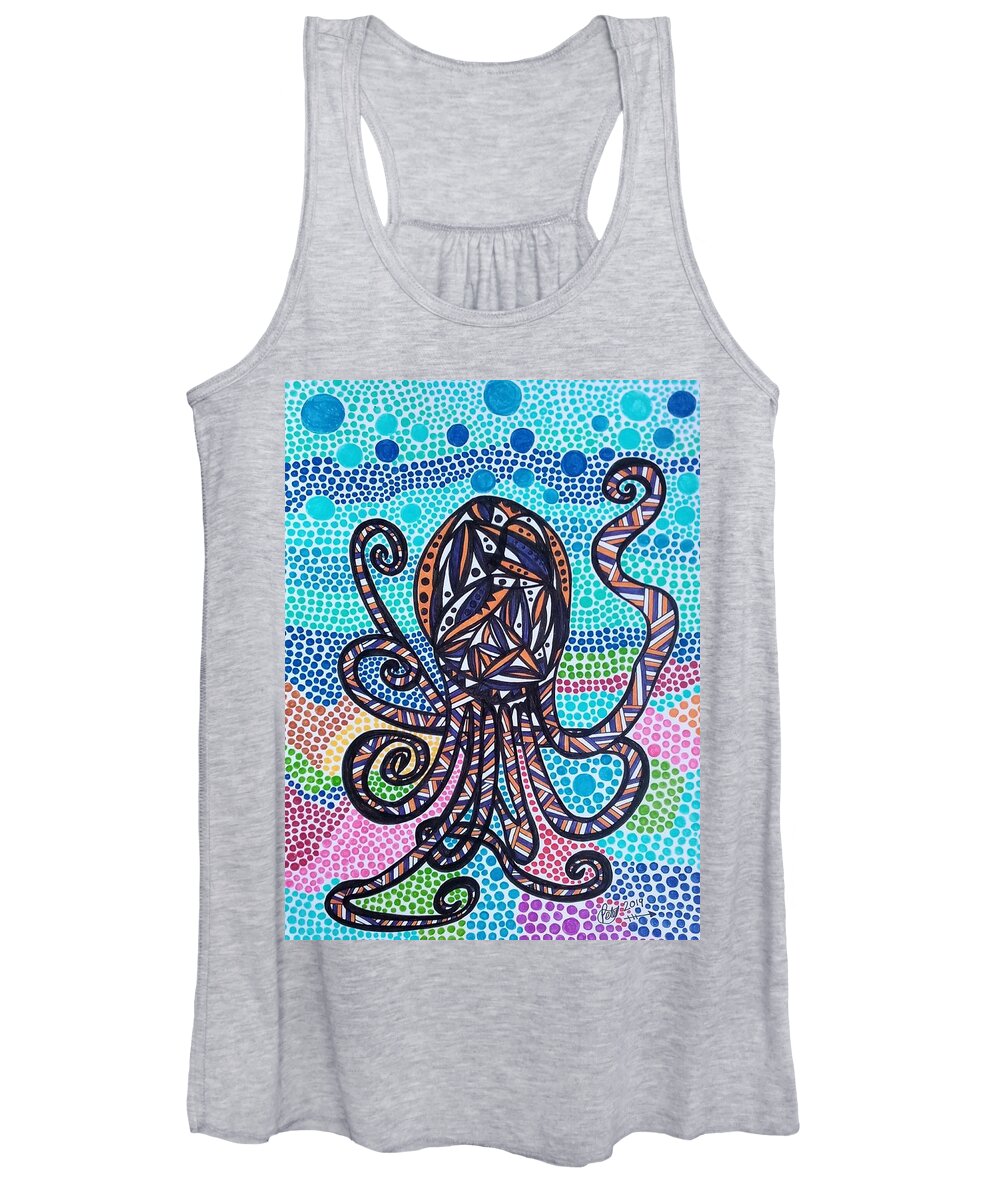 Octa Women's Tank Top featuring the drawing Octa by Peter Johnstone