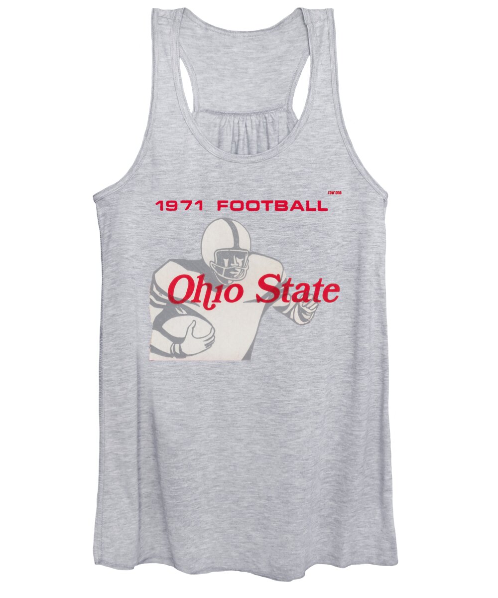Osu Women's Tank Top featuring the mixed media 1971 Ohio State Buckeyes Football Ticket Art by Row One Brand
