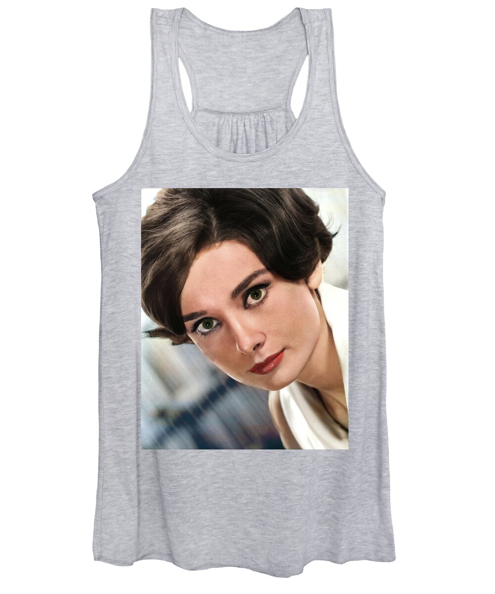 Audrey Hepburn Women's Tank Top featuring the photograph Audrey Hepburn - 1959 by Movie World Posters