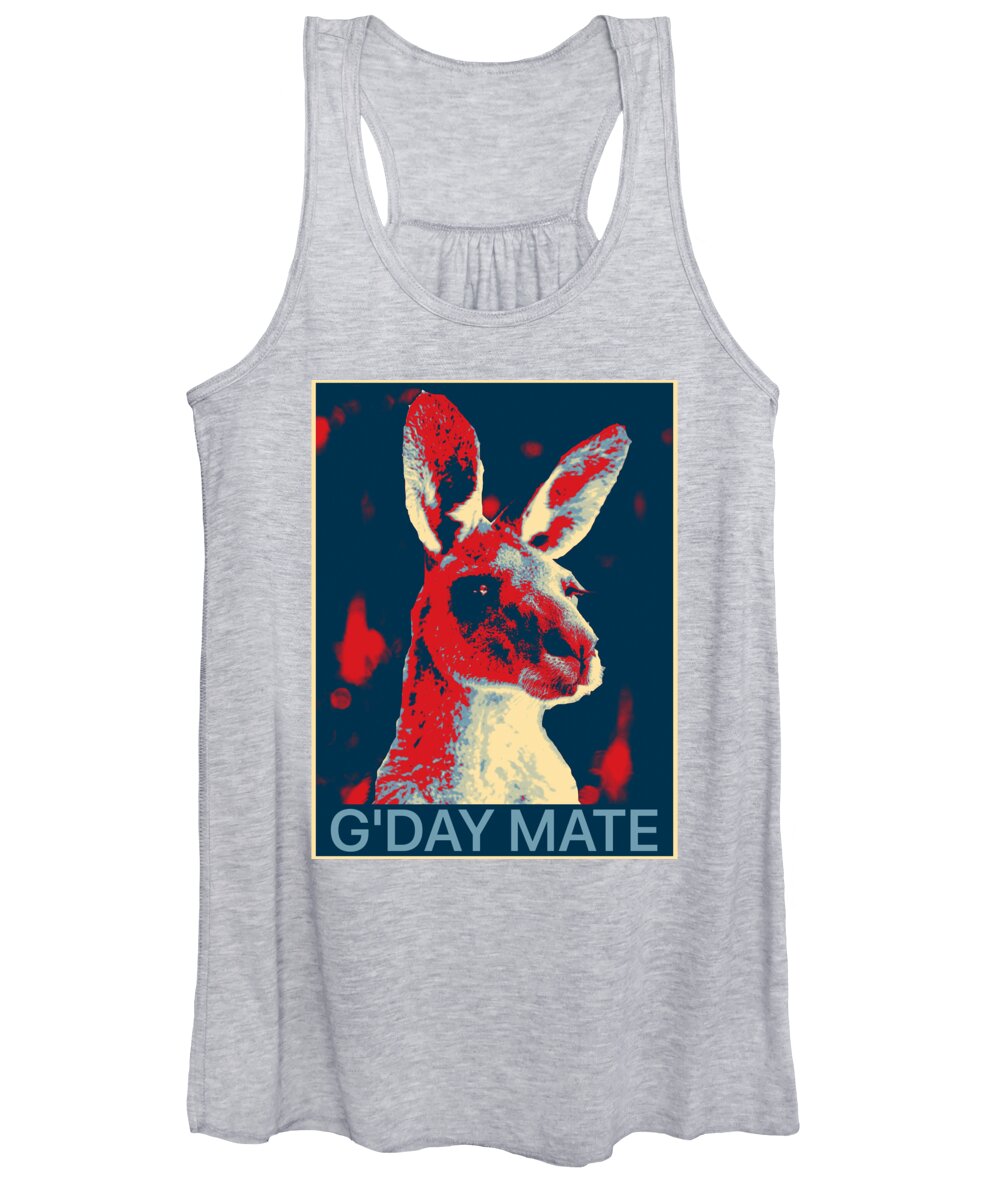 GDay Mate Art Kangaroo Keyany Symbol by Tank Shirt Erica Australian - Funny America Fine Women\'s Top Australia