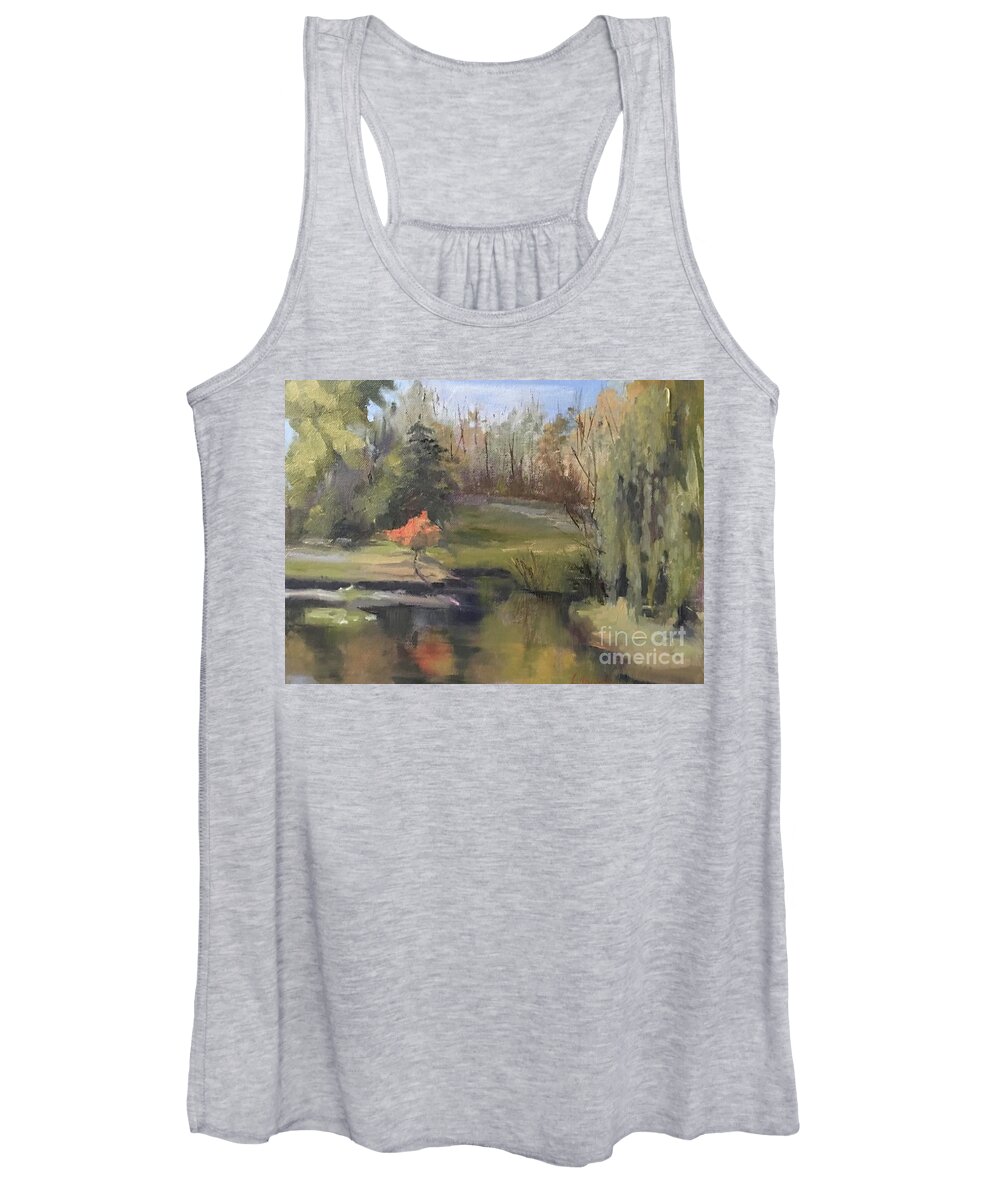 Landscape Women's Tank Top featuring the painting Autumn in the Park by Lori Ippolito