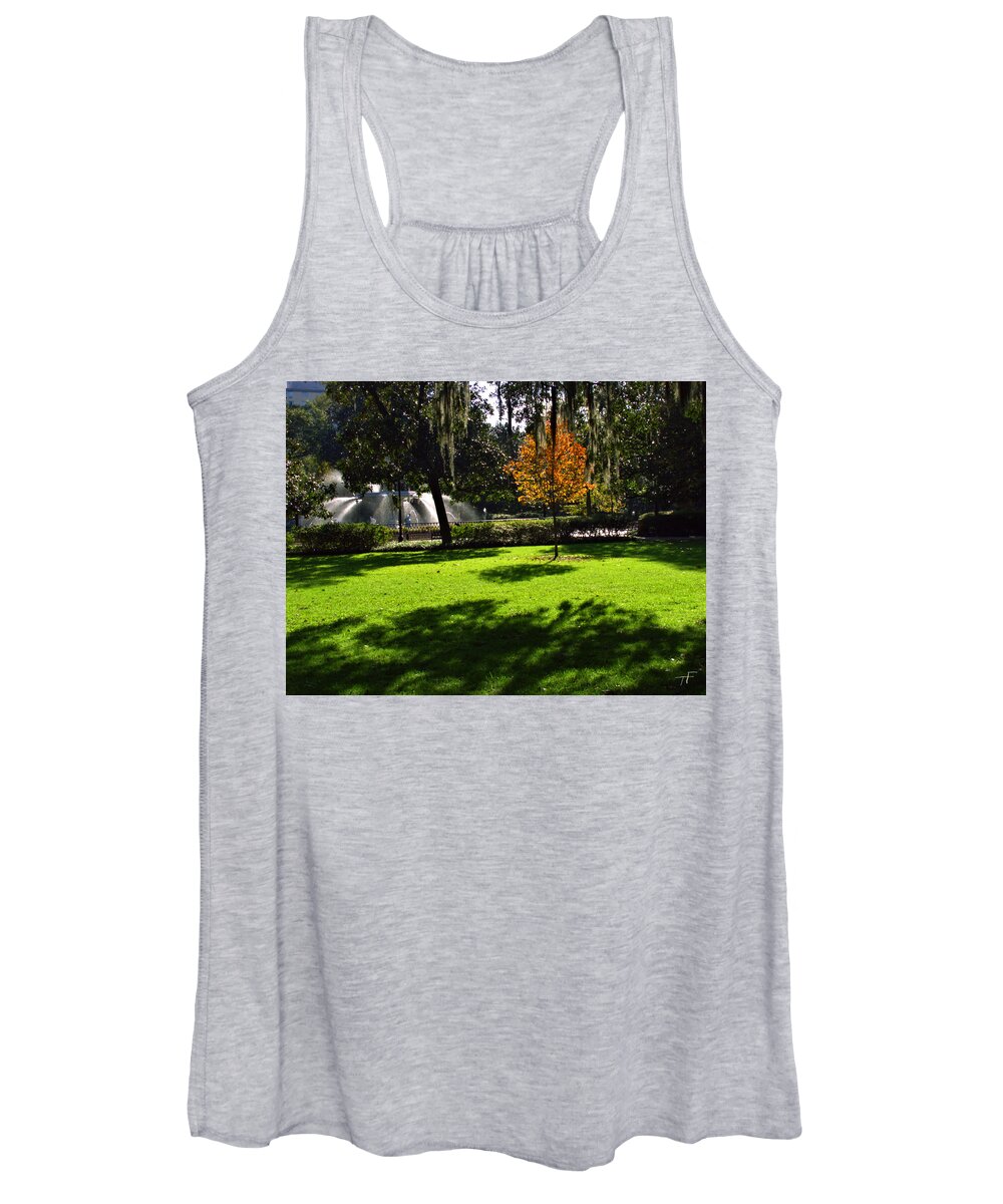 Forsyth Park Women's Tank Top featuring the photograph Autumn in the Park by Theresa Fairchild