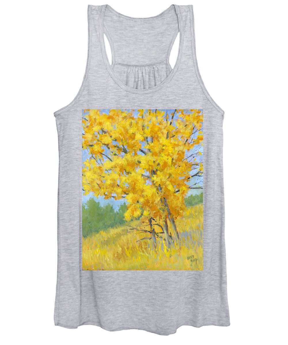 Landscape Women's Tank Top featuring the painting Autumn Tree by David King Studio