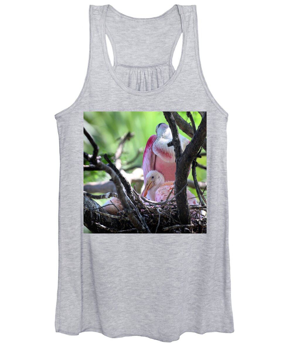 Roseate Spoonbill Women's Tank Top featuring the photograph Baby Roseate Spoonbill by Angie Mossburg