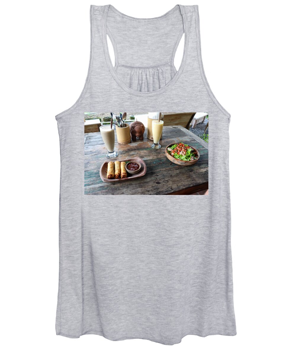 Indonesia Women's Tank Top featuring the digital art Balinese dinner by Worldvibes1