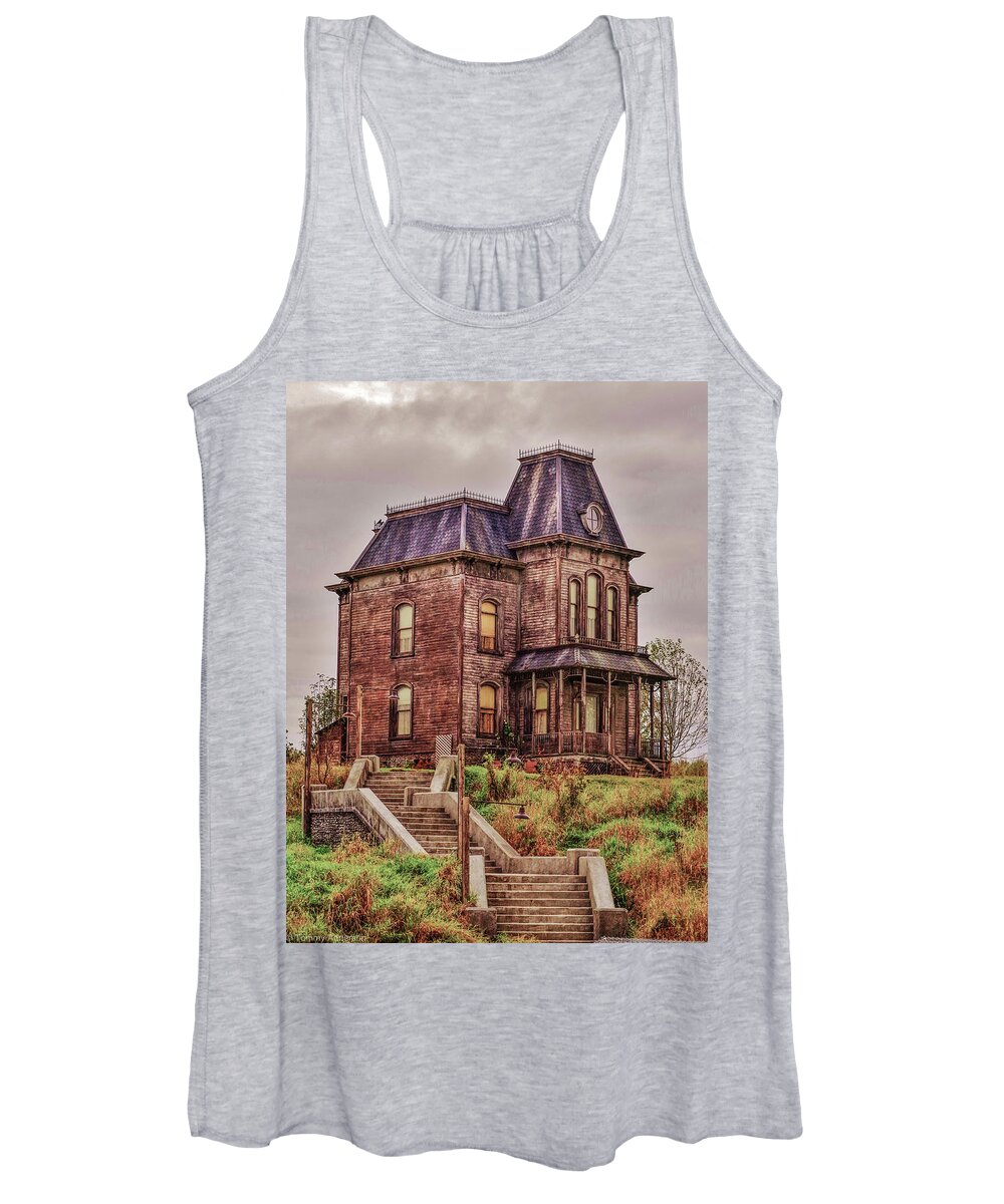 Bates House Women's Tank Top featuring the pyrography Bates House by Tommy Anderson