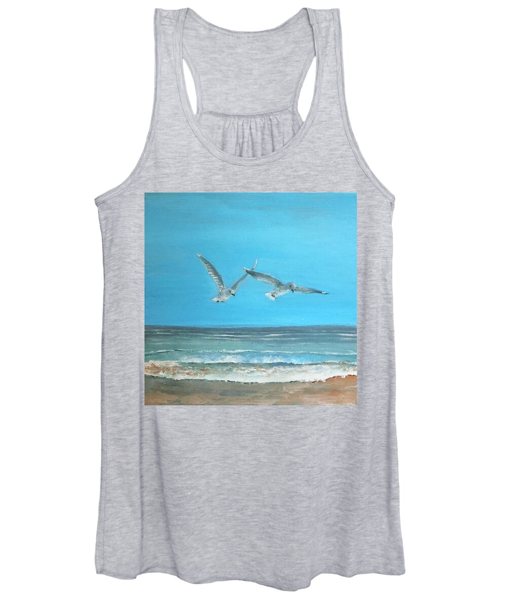  Women's Tank Top featuring the painting Beach Buddies by Linda Bailey