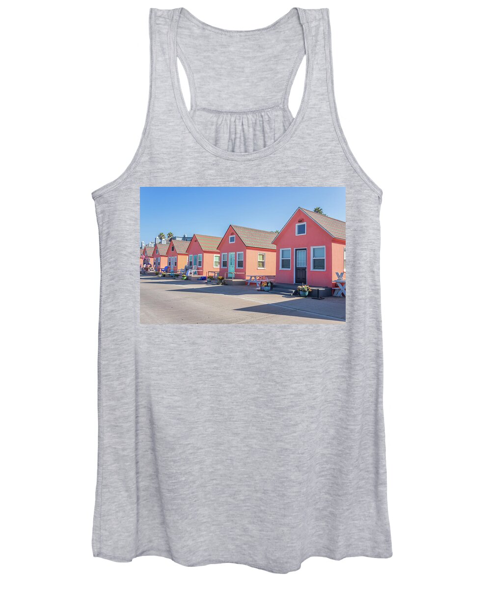 Cottage Women's Tank Top featuring the photograph Beach Cottages by Alison Frank